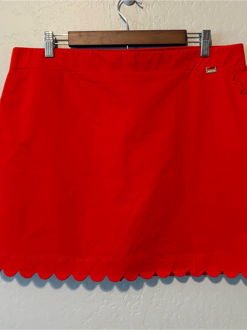 Anne Klein Red Scallop Hem Mini Skirt